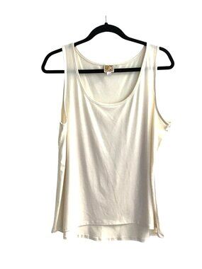 JM COLLECTION- WOMENS WHITE TANK CAMI TOP SIZE LARGE